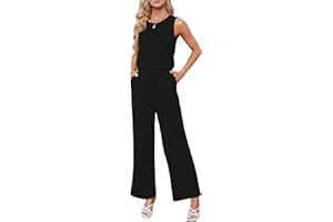 Sarin Mathews Air Essentials Jumpsuits for Women Casual Wide Leg Long Pants Jumpsuit Sleeveless Belted Rompers with Pockets