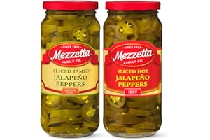 Mezzetta Pickled Jalapeno Peppers Jar Variety Pack - Includes: Hot & Tamed Jalapeño - Gluten Free, Kosher, Keto, Packed Fresh in California - Medium & High Heat - 16 Oz - Pack of 2