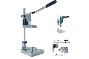 NICCOO Drill Press Stand For Hand Drill, Adjustable Bench Clamp Drill Press Floor Stand Workbench Repair Tool for Drilling Collet Workshop,Single Hole Aluminum base (for Small Jobs)