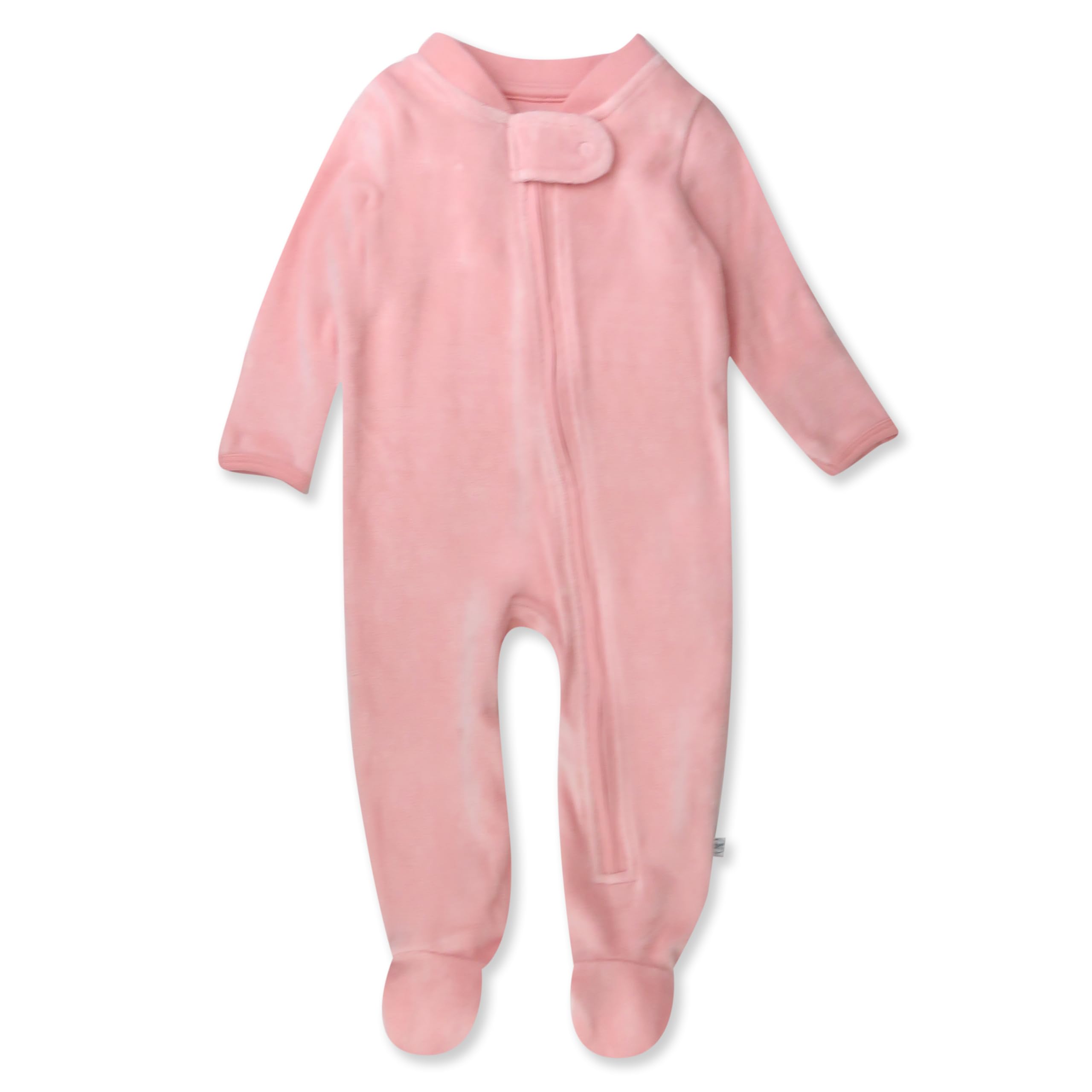 HonestBaby Sleep and Play Footed Pajamas One-Piece Sleeper Jumpsuit Zip-Front Pjs 100% Organic Cotton for Baby Girls, Pink (Velour), Newborn
