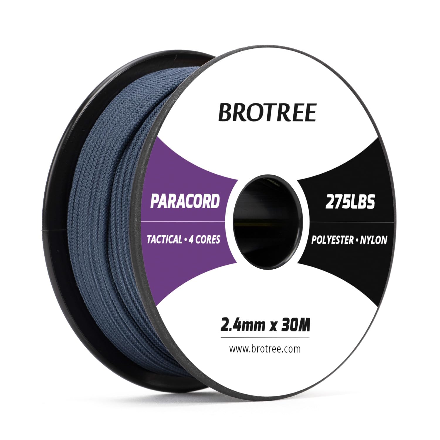 Brotree 275 Paracord 2.4mm Tactical Cord 30M Nylon Rope 4 Strands Parachute Cord for Outdoor, Craft, DIY - 125kg Breaking Load (Navy Blue)