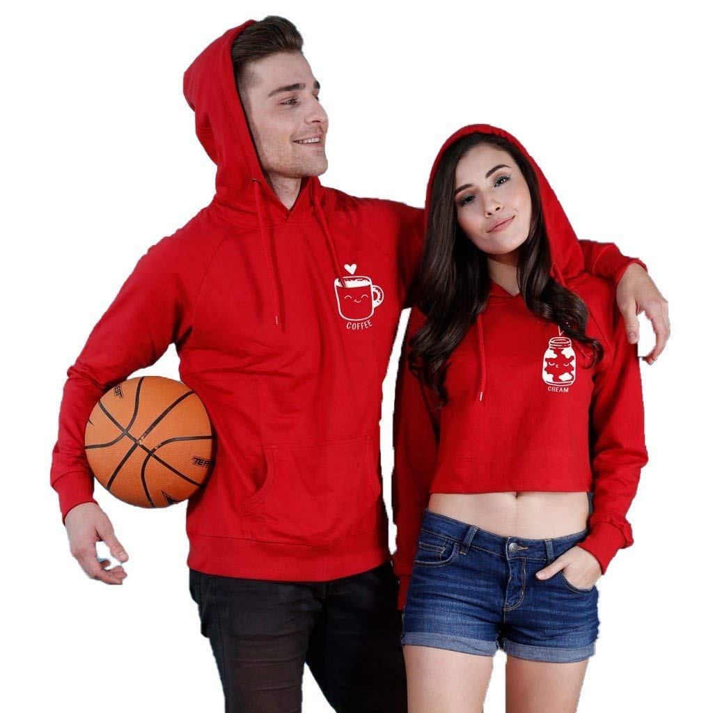 cream and red hoodie