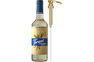 Torani Zero Sugar Puremade Syrup, Vanilla Flavoring for Drinks, Non-GMO, Glass Bottle with Pump Included, 25.4 Fl Oz