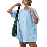 Balimtoy Women Summer Casual Rompers Short Sleeve Backless Hot Shot Onesie Loose Athletic Beach Lounge Shorts Jumpsuit