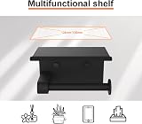 Ibergrif Black Stainless Steel Toilet Roll Holder Shelf Wall Mount Self Adhesive view 3