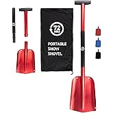 72HRS Collapsible 3-in-1 Aluminum Compact Snow Shovel - Snow Removal in Winter, Emergency Kit for Vehicle, Car, Van, SUV, Tru
