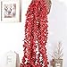 Crt Gucy 2 Pack 14 FT Artificial Hydrangea Flower Vine Wisteria Vines Cattleya Flowers Plants for Home Hotel Office Wedding Party Garden Craft Art Décor, Red
