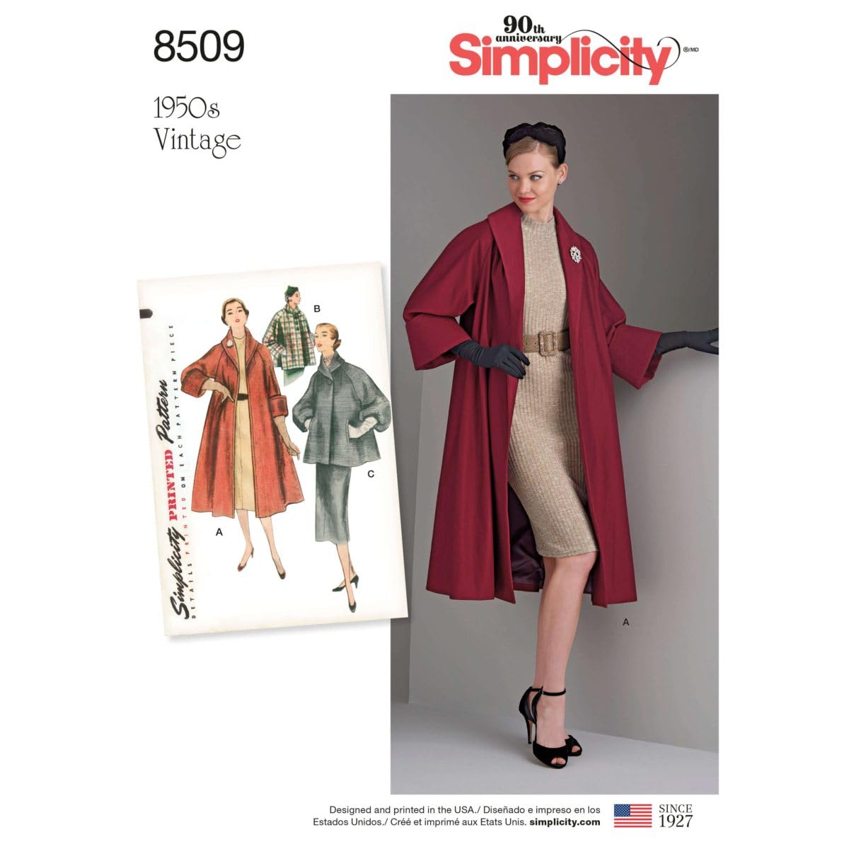 Simplicity Pattern 8509 R5 (14-16-18-20-22) Misses' Vintage Coat or Jacket, Paper, White, 22 x 15 x 1 cm