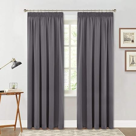 Pony Dance Grey Blackout Window Curtain Drapes 96 In Drop Modern