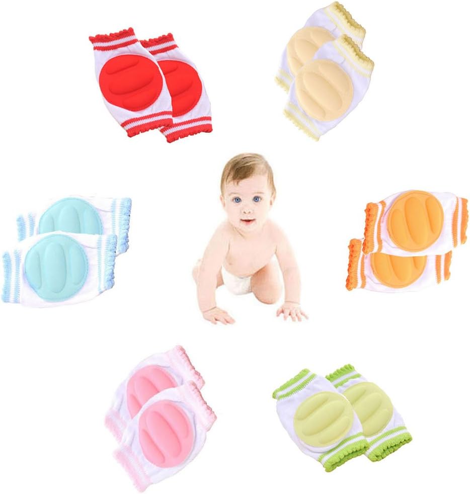 Youkap Pack of 6 Pairs Unisex Infant Toddler Baby Breathable Elastic Knee Pad Crawling Socks Safety Protector