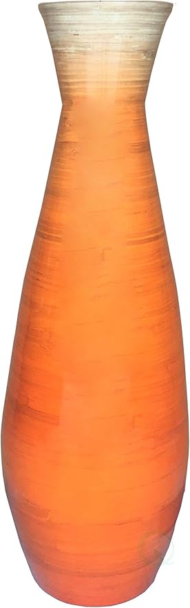 Amazon Com 31 5 Tall Bamboo Floor Vase Glossy Orange Home