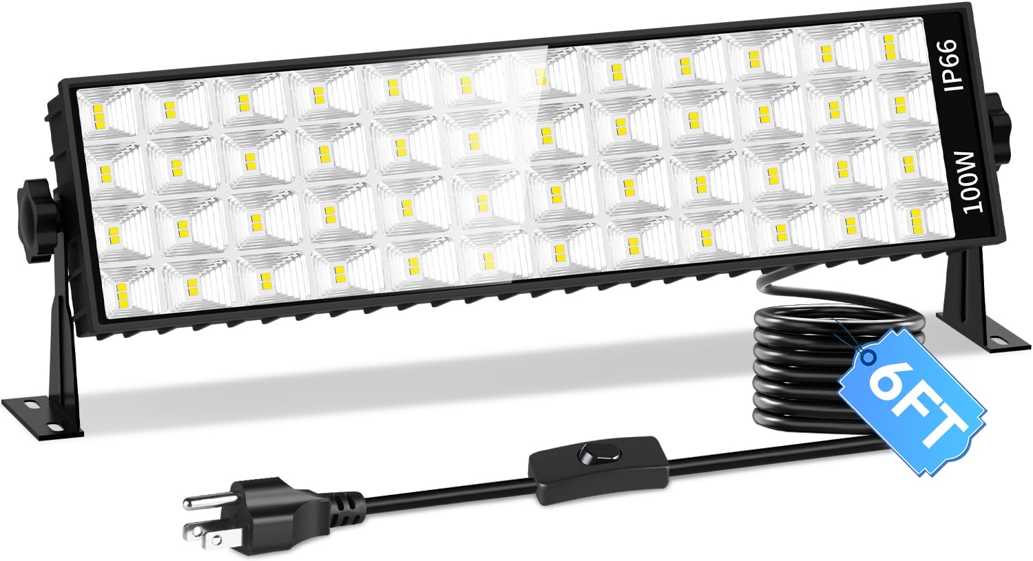 Photo 1 of 100W LED Shop Light 11000LM Ultra Brighter, Plug in Garage Light with On/Off Switch and 6FT Cord, 6000K IP66 Waterproof Workshop Bay Lighting for Garage Workbench Warehouse Factory Yard Outdoor