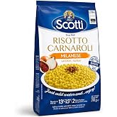 Riso Scotti - Milanese with Saffron, Carnaroli Rice, Easy to Cook, 7.4 oz | Milanese Carnaroli Risotto Rice with Saffron for Italian Risotto, Just Add Water with Instruction Included, Product of Italy