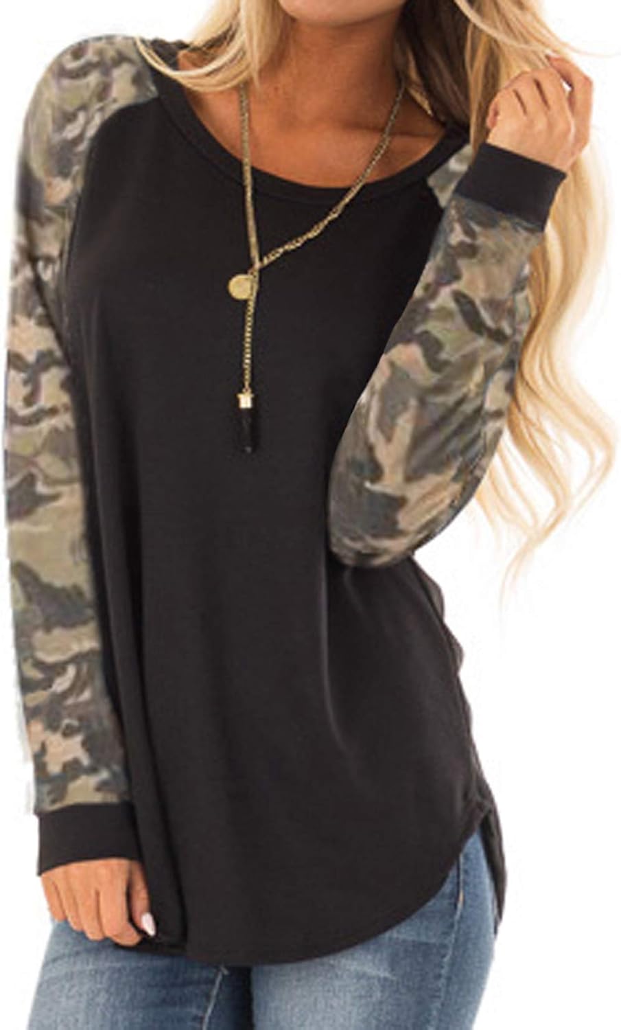 Halife Women's Lightweight Color Block Long Sleeve Loose Fit Pullover Sweatshirts Tunics Tops Shirts at  Women’s Clothing store