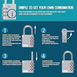 Zarker XD35 Combination Lock, 3-Digit Padlock for