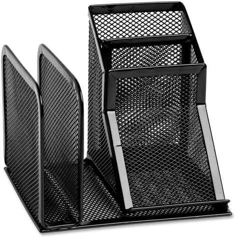 Wire Mesh Desk Organizer with Pencil Storage, 5 3/4 x 5 1/8 x 5 1/8, Black