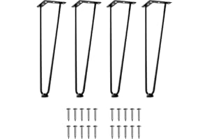 Ironalita 20 Inch Hairpin Legs for Furniture Set of 4, Heavy Duty Industrial Metal Table Legs with 3/8" Black Solid Iron, DIY Hair Pin Legs for Coffee Table, Bench, End Table with 4 Floor Protectors