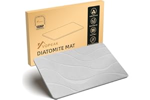 VOPEAK Stone Bath Mat, Quick Dry Bath Mat, Diatomaceous Earth Bath Mat with Non-Slip Mat, Super Absorbent Bathroom Floor Mat, Easy to Clean Natural Stone Bath Mats for Bathroom Kitchen, 23.5"× 15"