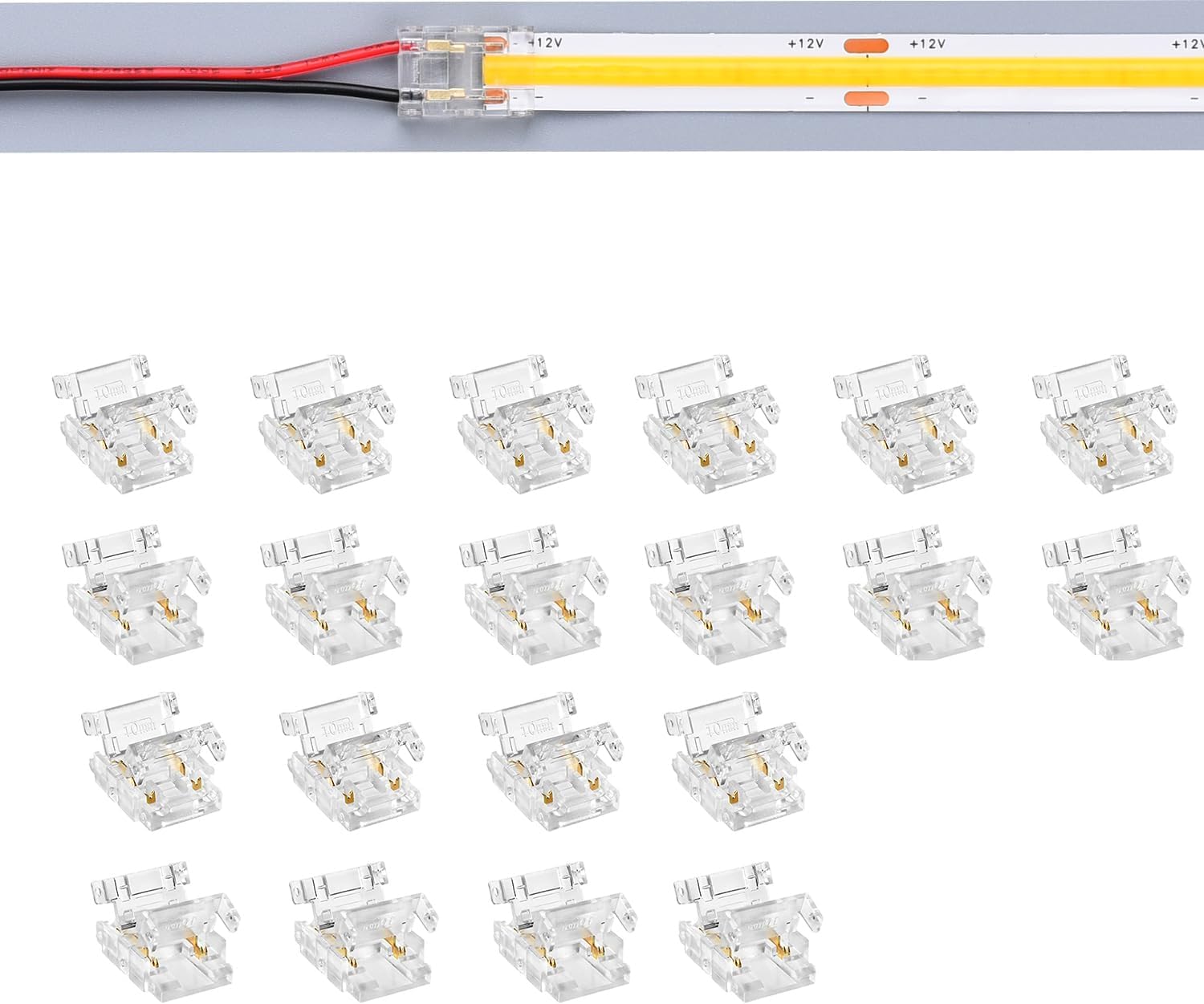 TOKERU LED Strip Connector, 20 Pack, 8mm, 2-Pin (Strip to Wire （COB), 10mm