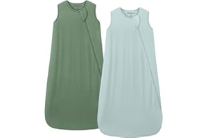 Mosebears Unisex Baby Sleep Sack 1.0 TOG, Supersoft Rayon Made from Bamboo Wearable Blanket with 2-Way Zipper (Sage&Green,18-36 Months)