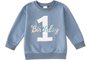 Ritatte First Birthday Sweatshirt Baby Boy 1st Birthday Embroidery Letter Pullover One Year Old Party Outfit Fall Winter Tops