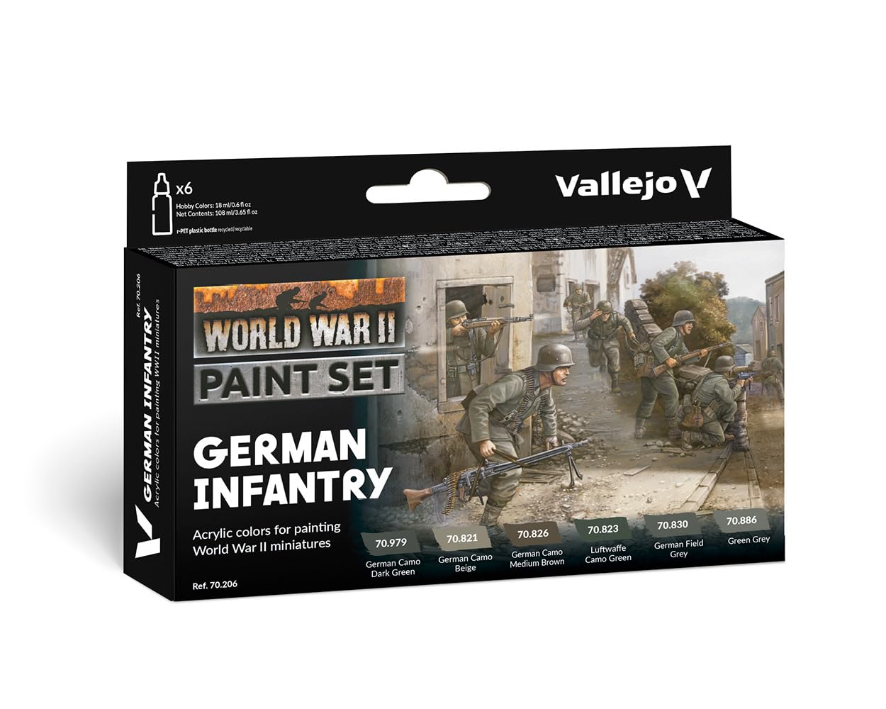 Vallejo VAL70206 Colours for Models and minatures, 17 ml (Pack of 6)