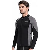 REALON Women Men Top Wetsuit Jacket, 2mm 3mm Neoprene Swim Wet Suit Shirt Long Sleeves Front Zip for Adult Youth Cold Water Snorkeling Diving Surfing Watersports