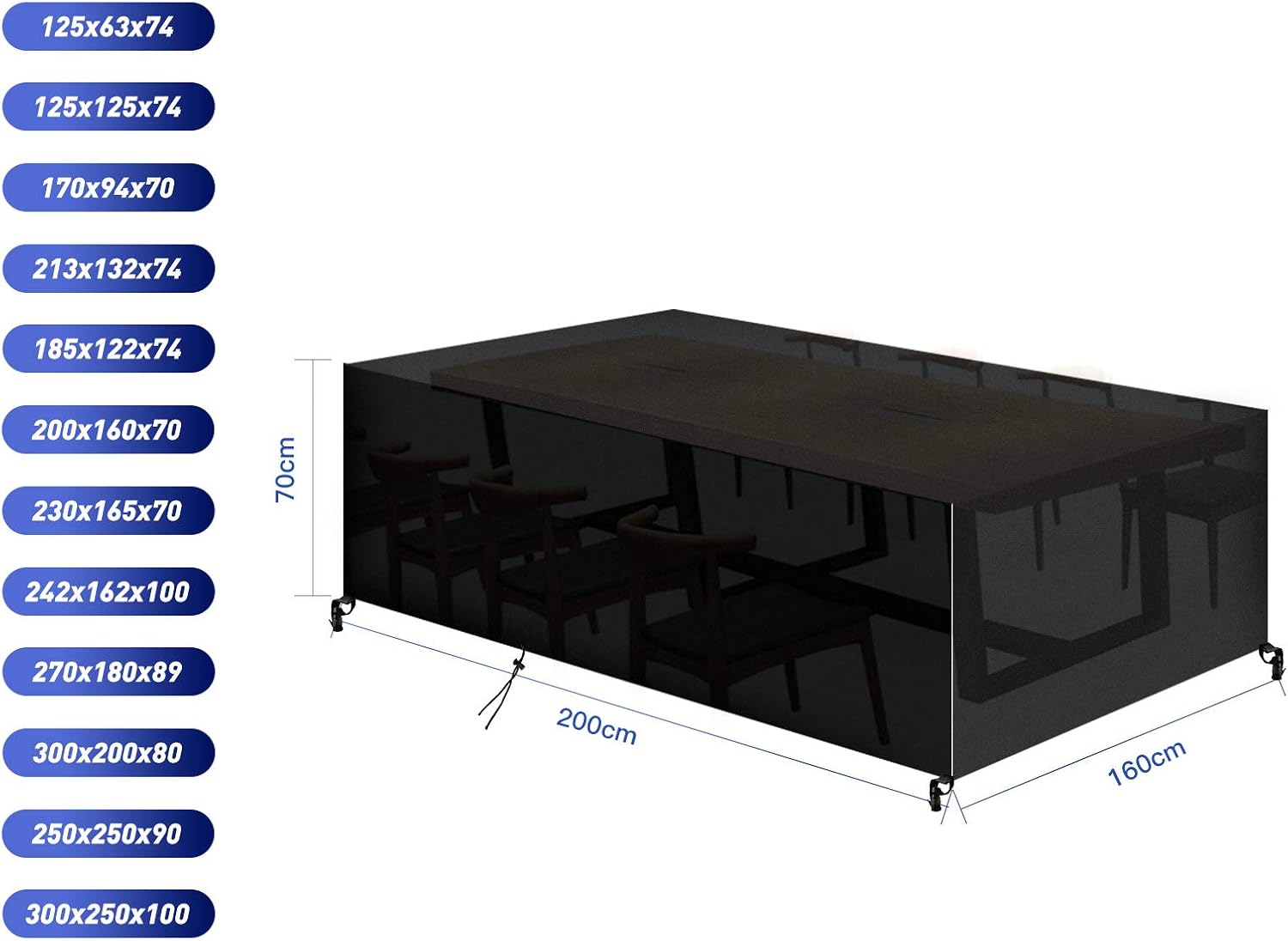 YoungBee Garden Furniture Covers, Rectangular/Square Patio Table Cover, Waterproof, Anti-UV - Image 3