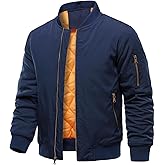 HOOD CREW Men’s Bomber Jackets Fall Winter Warm Windbreakers Zip Up Casual Lightweight Jacket Padded Coats with Pocket