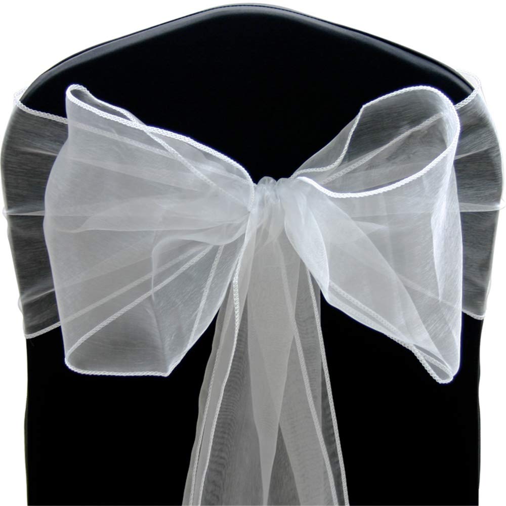 Time to Sparkle Pack of 50 Organza Sashes 22x280cm/9x110inch Wider Sash Fuller Bows Chair Cover Bows Sash for Wedding Party Birthday Decoration - Silver Cloud