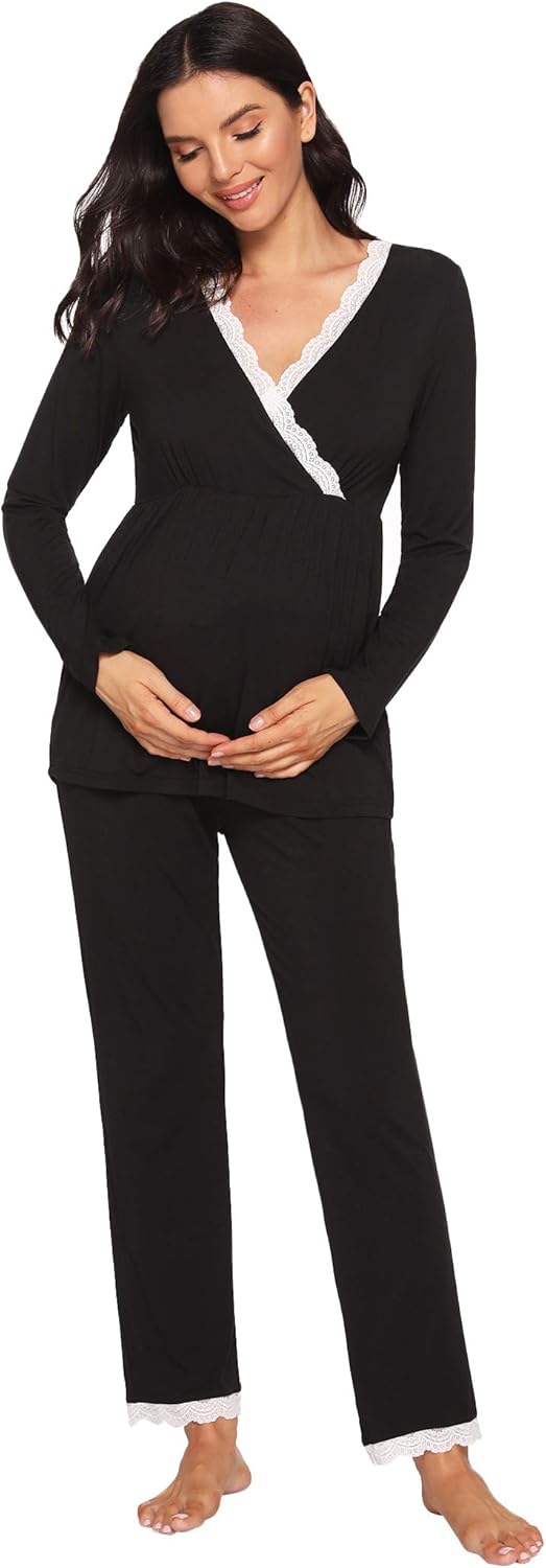 Latuza Women's Maternity Pajama Pants Set Nursing Loungewear at  Women’s Clothing store