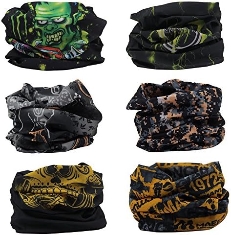 Outdoor Magic Headband Elastic Seamless Bandana Neck Scarf Balaclava UV Resistence Sport Headwear Headwrap Versatile 16-in-1 Sweatband Tube Mask for ATV/UTV Riding, Off Roader, Biker, Yoga (6pcs)