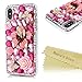 Mavis's Diary iPhone X Case, Full Edge Protective Plastic Case, 3D Handmade Crystal Clear Bling Diamonds Shiny Rhinestone Hard PC Cover for iPhone X Edition (Rose Florals)