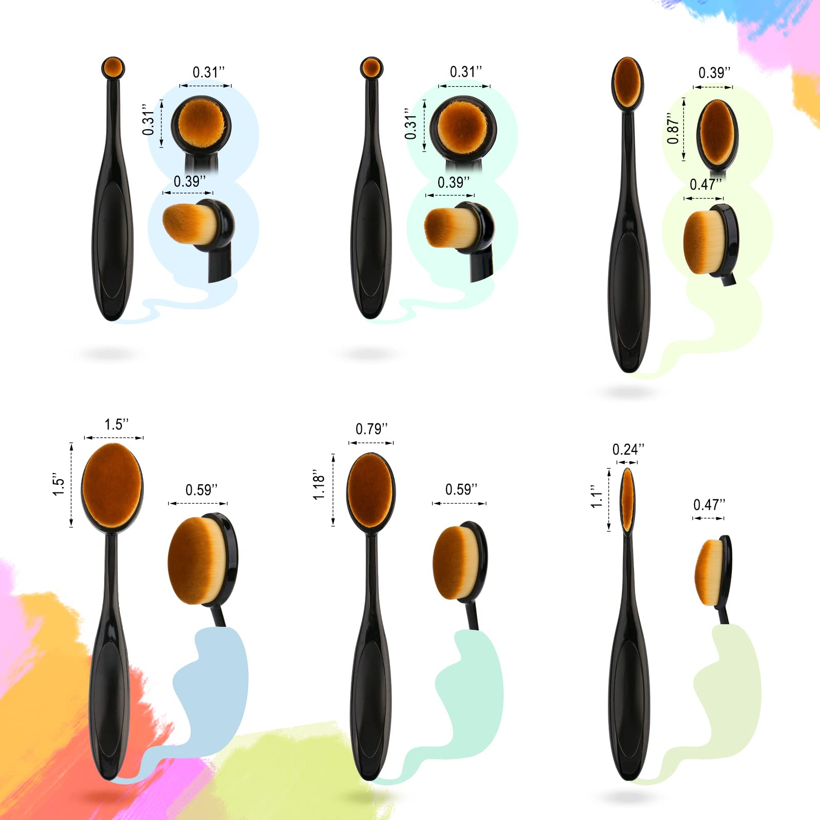 UNIMEIX 6 Pack Blending Brush for Card Making Crafting Ink Blender Brushes Set Tool Paper Background Brush Drawing (Brown)