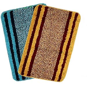 Heart Home CTHH4298 Standard Rectangular Design Soft Cotton Door Mat (Multicolor) 2 Pieces