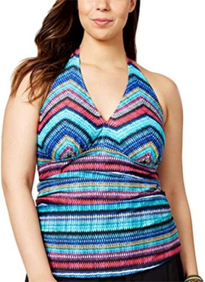 Profile by Gottex Plus Size Cozumel Printed Tankini Top at Amazon Women