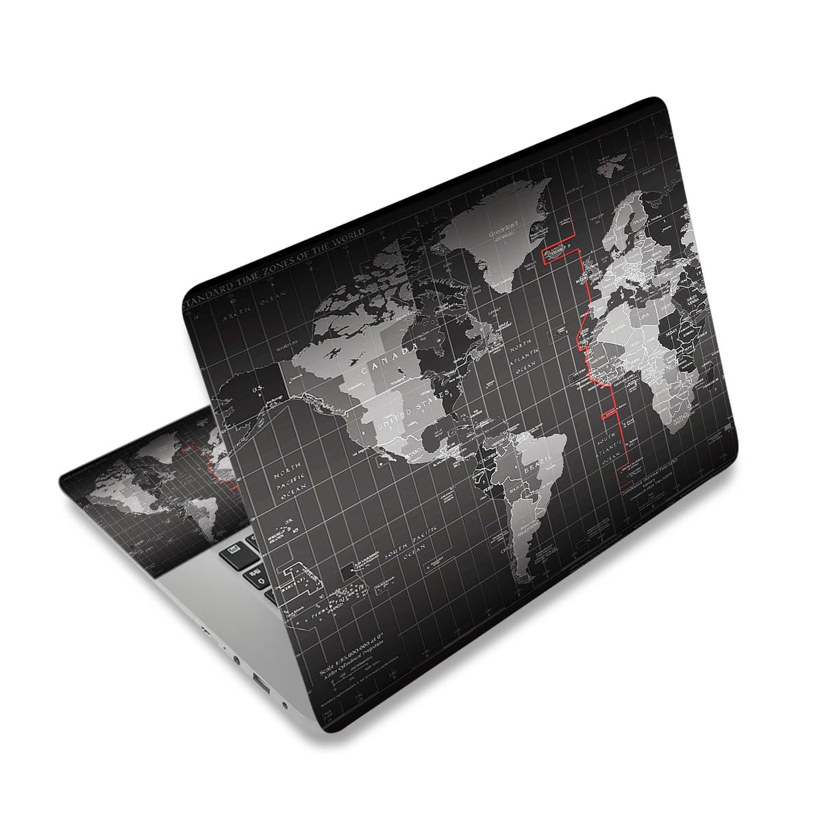 Laptop Skin Sticker Decal,12" 13" 13.3" 14" 15" 15.4" 15.6 inch Laptop Vinyl Skin Sticker Cover Art Protector Notebook PC (Free 2 Wrist Pad Included), Decorative Waterproof Removable,Cool World Map