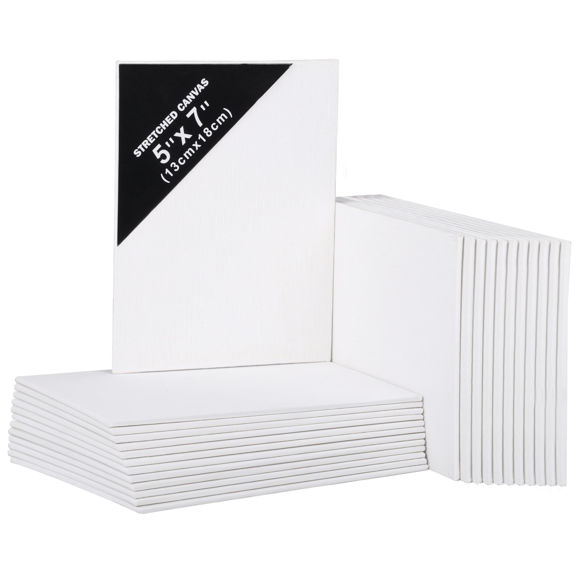 Belle Vous Blank Canvas (24 Pack) - 13 x 18cm (5 x 7 inches) - Small Pre Stretched Canvas Panel Boards - Suitable for Acrylic and Oil Painting Also for Sketching and Drawing