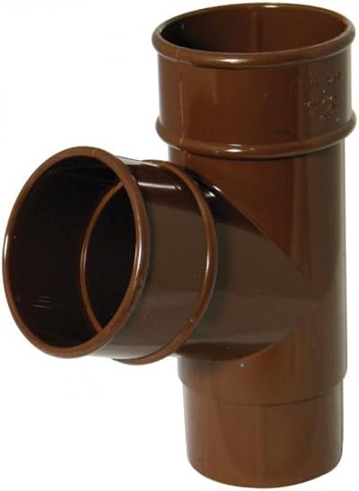 FloPlast 68mm Round Downpipe Branch 67 Degree Brown PVC Guttering