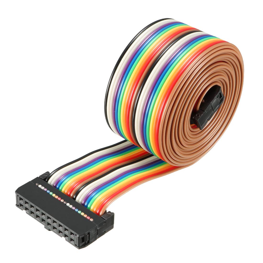 sourcing map IDC Rainbow Wire Flat Ribbon Cable 20 Pins 148cm Length 2.54mm Pitch Type-C, Rainbow Color
