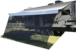 Tentproinc RV Awning Sun Shade 9' X 18' 3'' Black Mesh Screen UV Sunblock Complete Kits Motorhome Camping Trailer Canopy Shelter - 3 Year Warranty