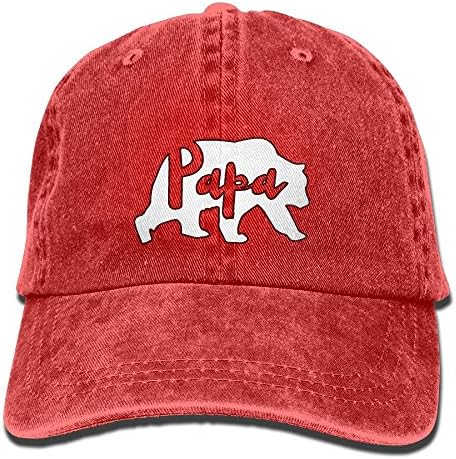 Unisex Washed Papa Bear Casual Denim Baseball Cap Adjustable Travel Hat