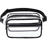 Clear Purse for Women Stadium Approved - Fanny Pack Belt Bag Crossbody Trendy (Black)