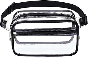 HIFLYER Clear Purse for Women Stadium Approved - Fanny Pack Belt Bag Crossbody Trendy (Black)