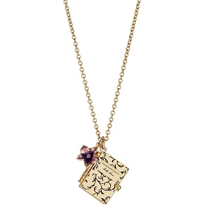 Alex and Ani Twilight Bella's Notebook Locket Necklace | Opens to Reveal Doodles of Edward & Jacob | Silver-Plated & Purple E