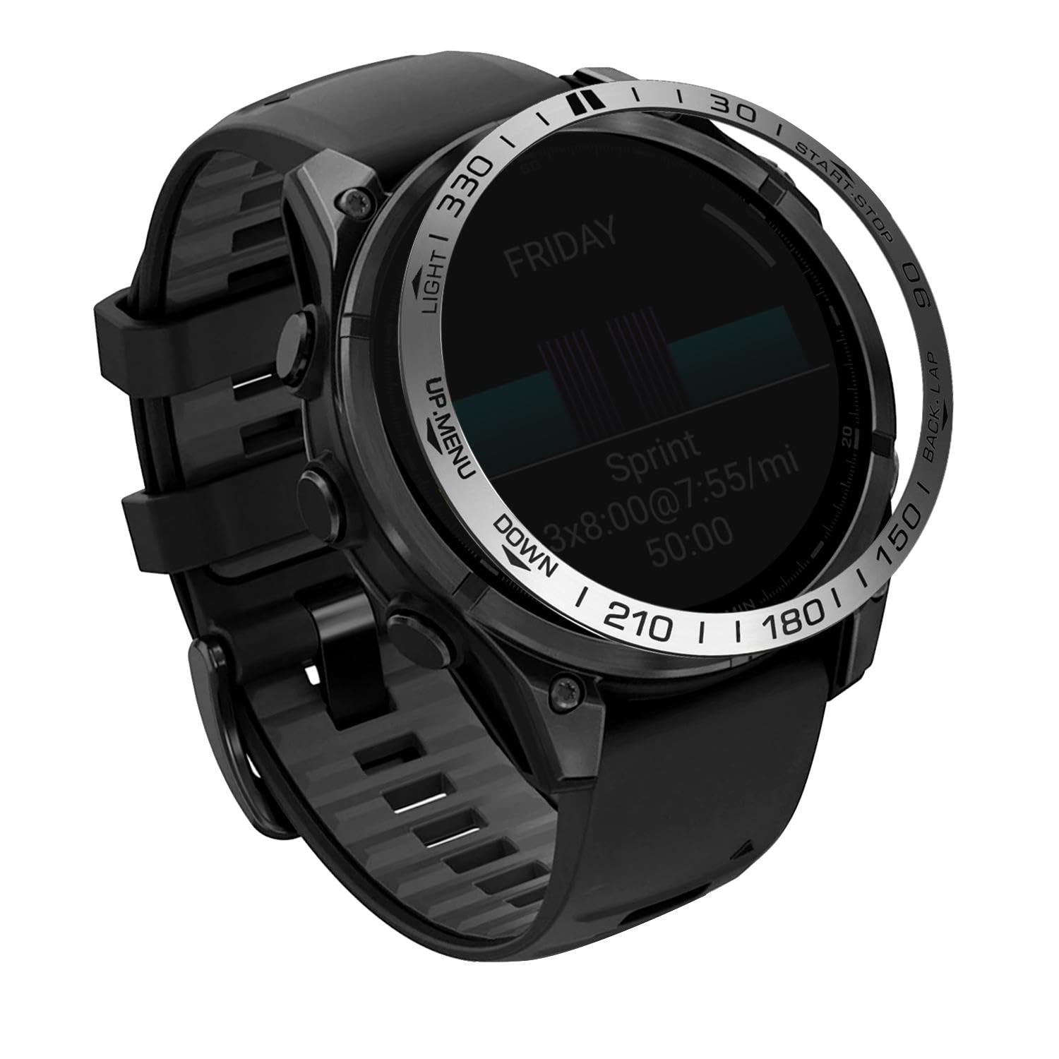 Photo 1 of Abanen Stainless Steel Watch Bezel for Garmin Fenix 8 51mm, Polished Adhesive Cover Anti-Scratch Protector Cover Ring for Fenix 8 47mm (Silver, 47mm)