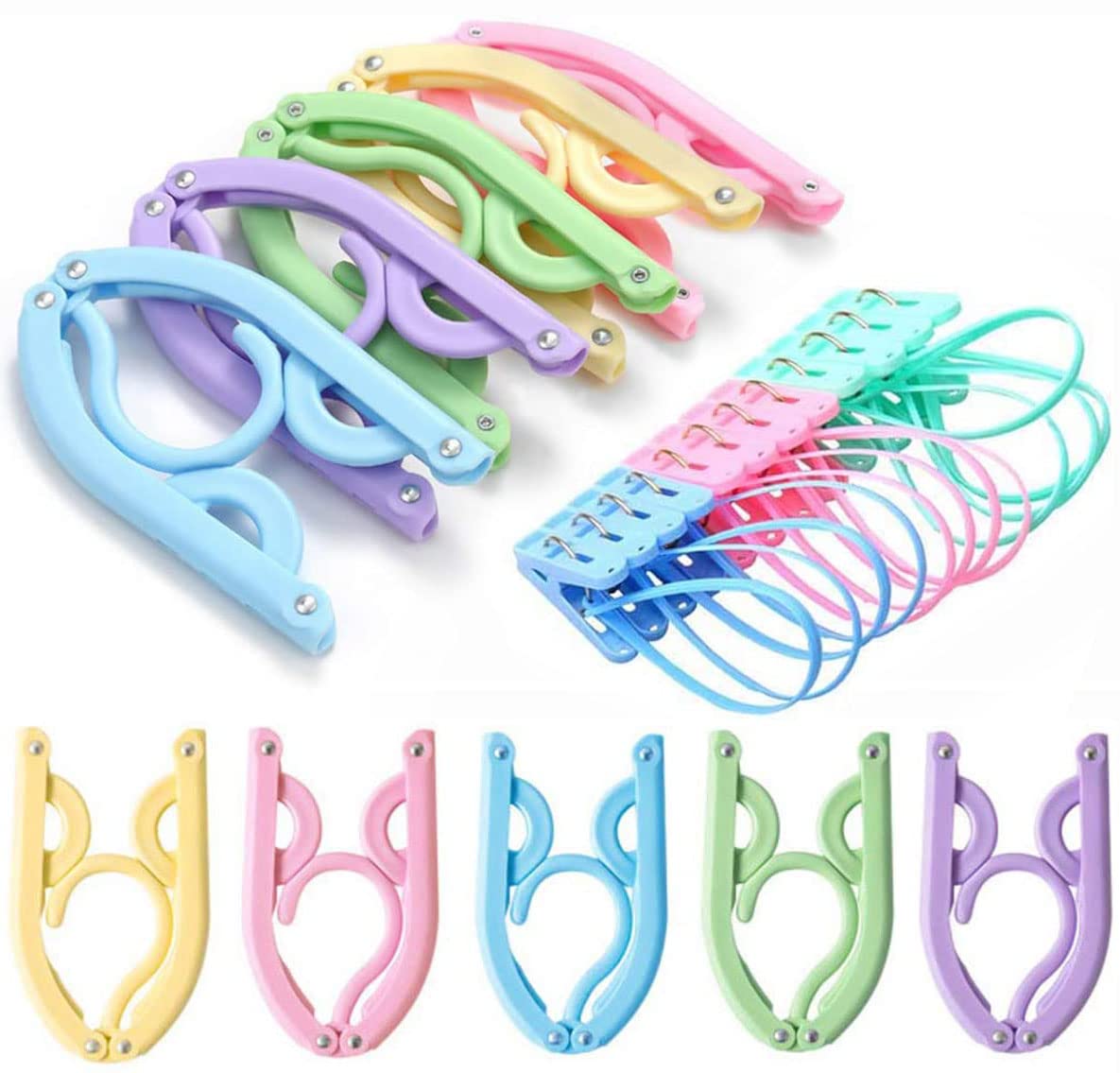 Photo 1 of 20 Pcs Travel Hangers with 12 Pcs Clips Cruise Ship Essentials Portable Folding Clothes Hangers Travel Accessories Foldable Clothes Drying Rack