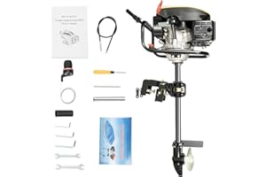 awolsrgiop 4-Stroke 9HP Outboard Motor, 225CC Heavy Duty Outboard Motor Fishing Boat Marine Engine for Fishing Aquaculture Outdoor Adventure with Air Cooling System