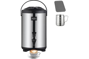 OCKYOOZ Insulated Beverage Dispenser, 12L/3.2 Gallon Stainless Steel Hot Drink Dispenser with Spigot, Thermal Hot Beverage Di
