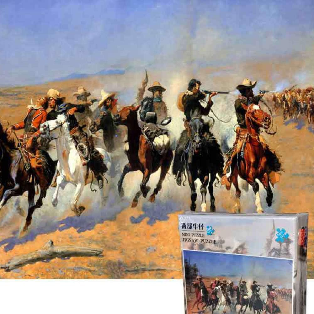 1000 Pieces Jigsaw Puzzles for Adults Cowboy Micro-Sized Puzzles Painting Jigsaw Puzzles
